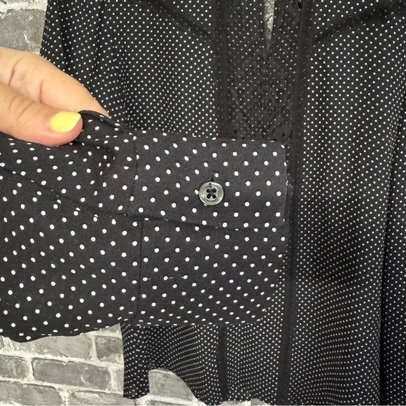 A.L.C. Black Polka Dot 100% Silk Jerry Blouse - Picture 8 of 13